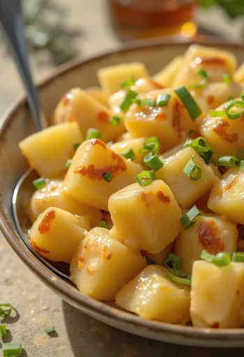 Grote kom met BBQ aardappelsalade en mayonaise