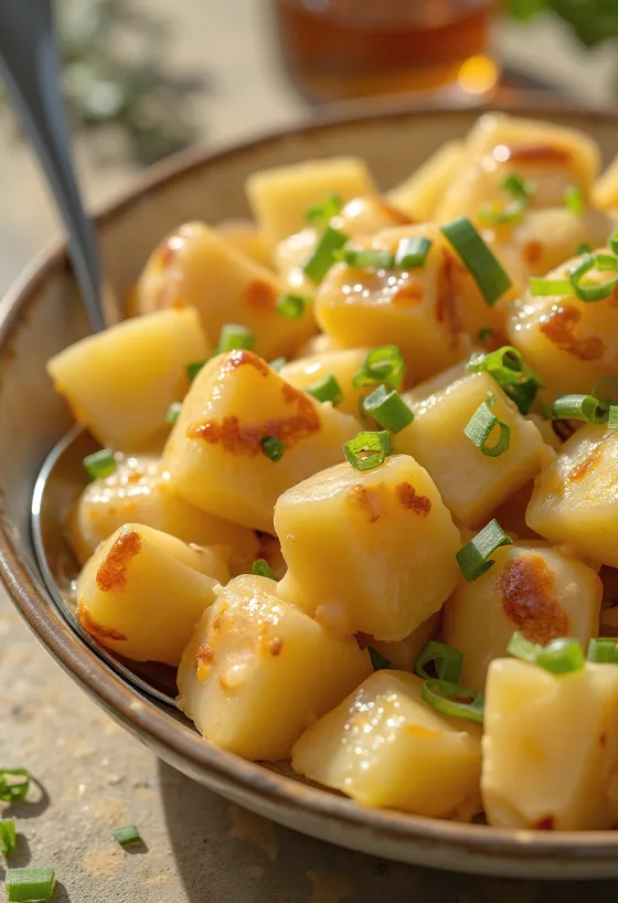 Grote kom met BBQ aardappelsalade en mayonaise