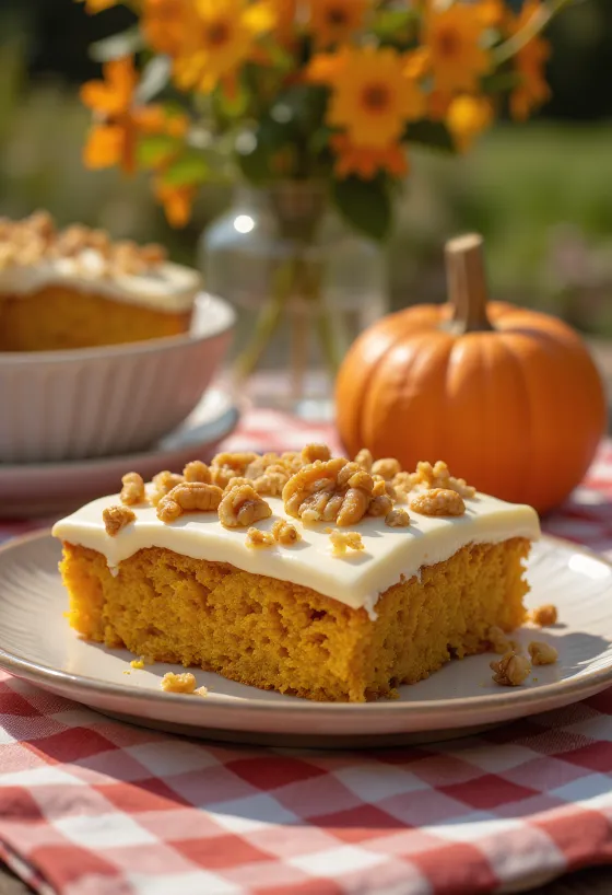 Herfstachtige pompoentaart versierd met geroosterde walnoten