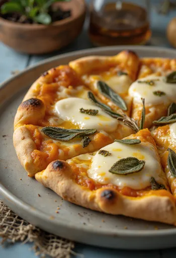 Pizza alla Zucca met gebakken pompoen en mozzarella