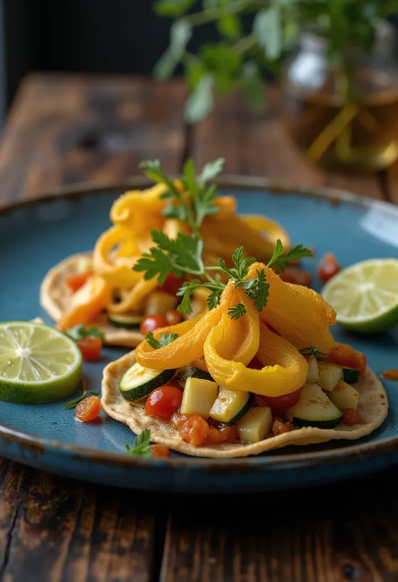 Tacos de Flor de Calabaza op een bord
