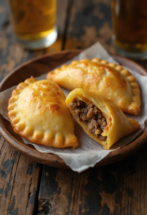Empanada's met rundvlees geserveerd met verse salade