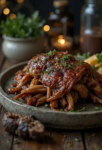 BBQ wildzwijn schouder geserveerd