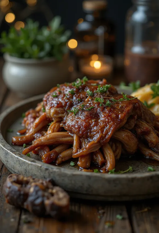 BBQ wildzwijn schouder geserveerd