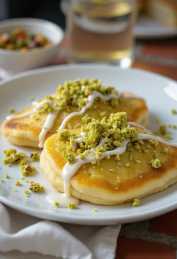 Pistachepannenkoeken geserveerd