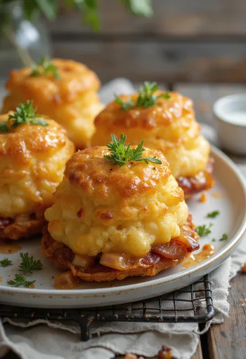 Yorkshire pudding met stukjes bacon, vers geserveerd