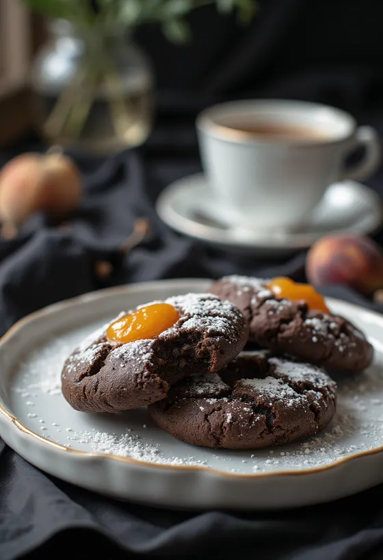 Cacao linzer koekjes geserveerd