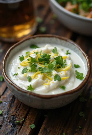 Romige kokos-limoensaus in een kom