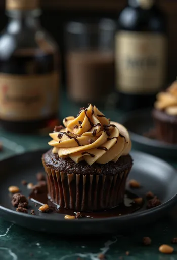 Vers gebakken pindakaas-chocolade cupcakes