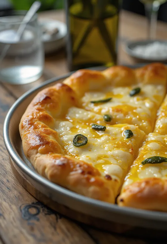 Pizza all’Olio met extra vierge olijfolie en verse kruiden
