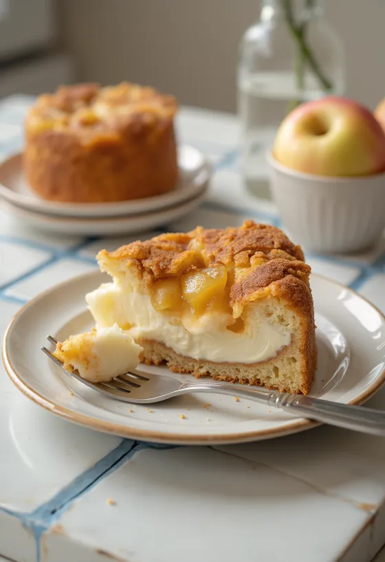 Appel-kaneel kwarktaart versierd met appel en kaneel