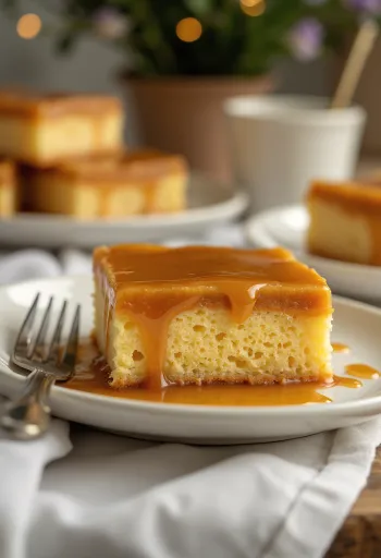 Karamellcake geserveerd