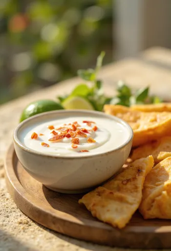 Limoensaus met kokosmelk in een sauskom