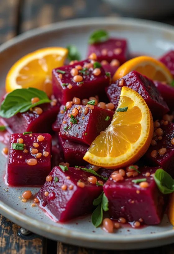 Bietensalade met sinaasappeldressing en verse peterselie