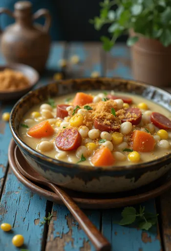 Locro de maíz met rijke maïs- en bonensmaak