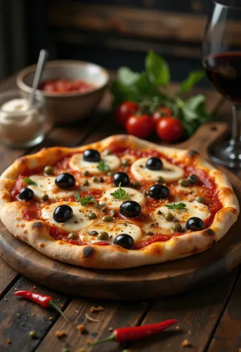 Pizza alla Puttanesca met ansjovis en kappertjes