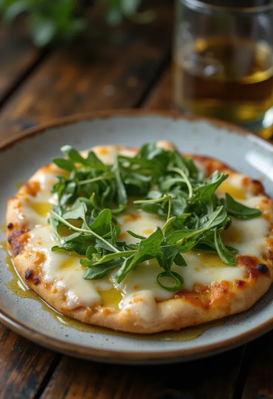 Pizza Bianca con Rucola met rucola en kaas