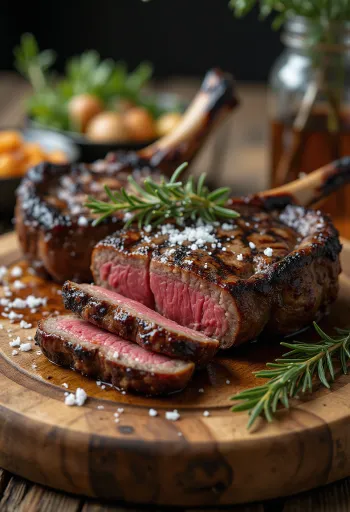 Gegrilde springboksteaks geserveerd met geroosterde groenten.