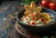 Vegan Tirokafteri, rijke vegan kaasdip geserveerd met pitabrood en groenten