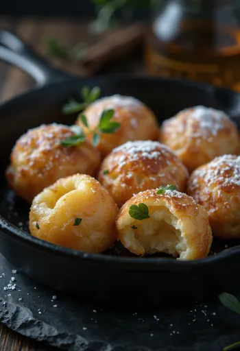 Glutenvrije Æbleskiver, goudbruin, zacht van binnen en knapperig van buiten