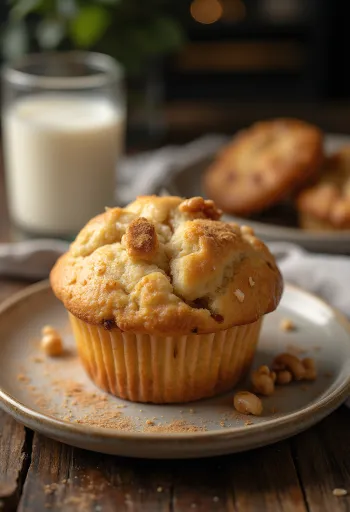 Appel-walnootmuffins geserveerd op een bord