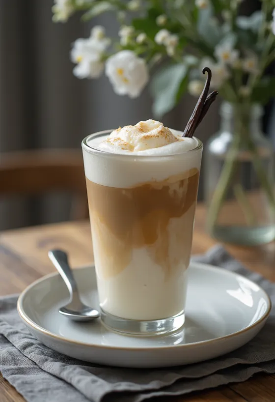 Vanille latte vers geserveerd