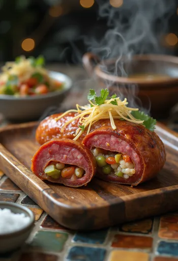 Abai Soondae geserveerd, gesneden, met rijke vulling