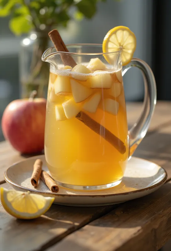 Appelsap met kaneel geserveerd in een glas