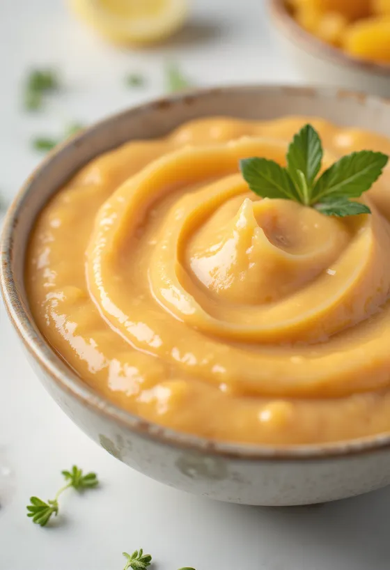 Romige mango-limoen-tahinsaus