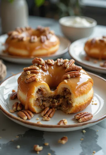 Pecan-taartdonuts vers geserveerd