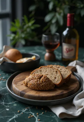 Ruisleipä met lijnzaad, verse sneden brood