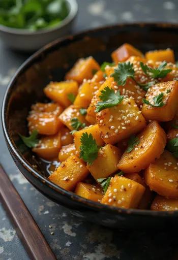 Pompoen wok met curry-tofu