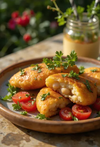 Acarajé met vinaigrette, versierd met verse koriander