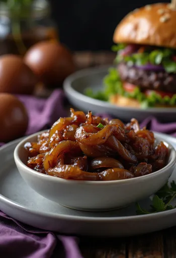 BBQ gegrilde gekaramelliseerde uien geserveerd