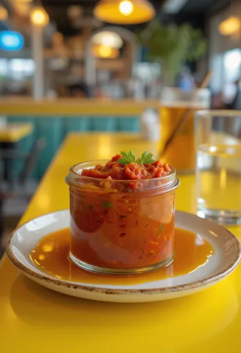 Rode harissapasta in een potje