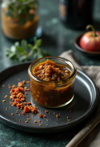 Donkere balsamicosaus in een glazen kom