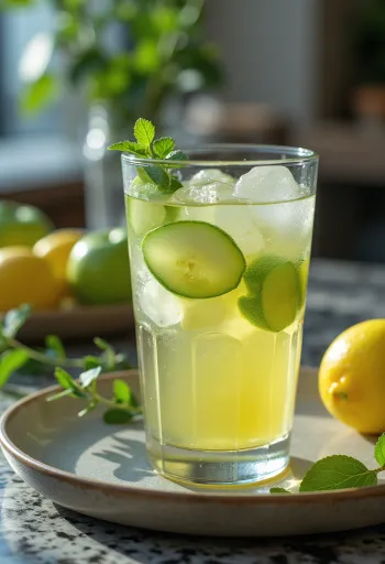 Ijskoude cider met groene appel vers geserveerd