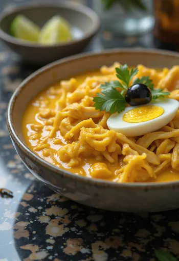 Glutenvrije Ají de Gallina kip geserveerd met pinda's en gele chili