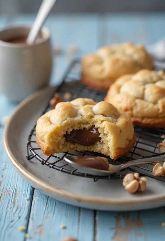 Vers gebakken koekjes met hazelnootpasta