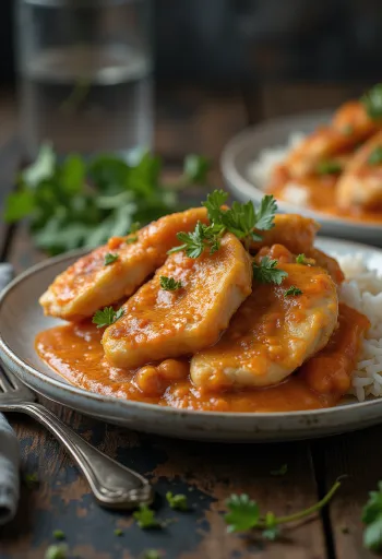 Kipfilet in zure roomsaus met sappige stukjes kip en zachte saus