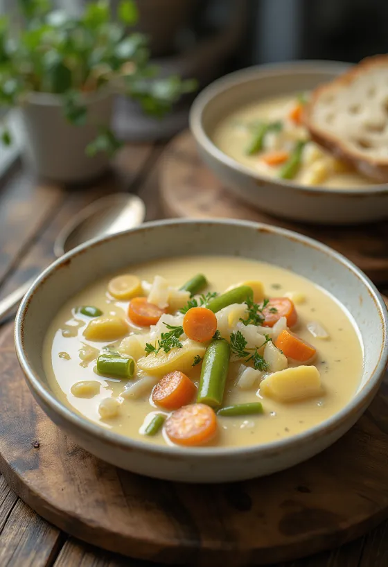 Romige chowder, rijke romige soep