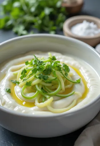Witte yoghurt-muntsaus in een kom