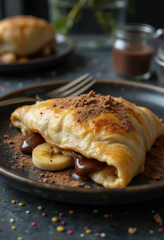 Calzone met hazelnootpasta en banaan vers gebakken