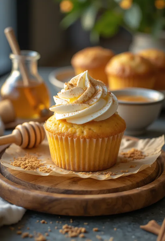 Goudbruine honingcupcakes met crème
