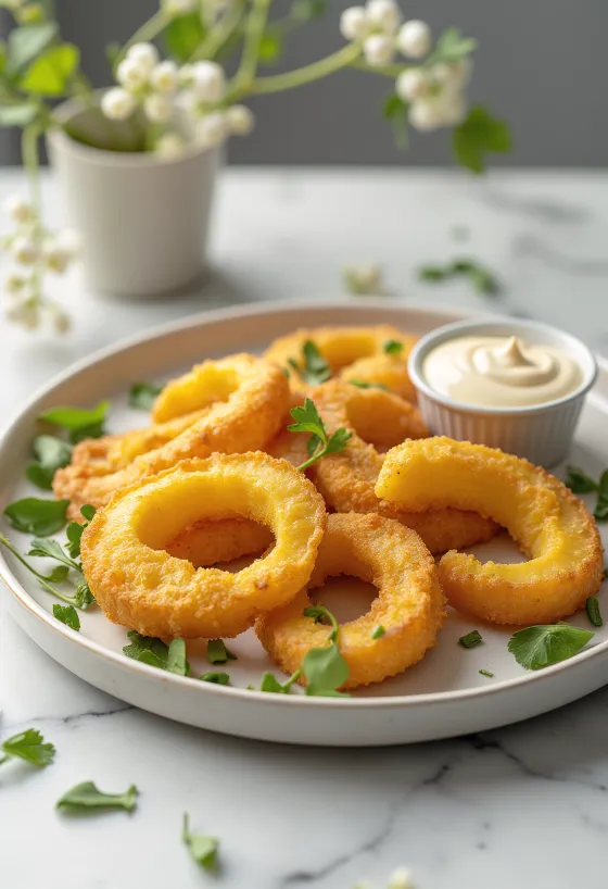 Gepaneerde witte pompoen goudbruin gebakken, geserveerd met een knapperige korst