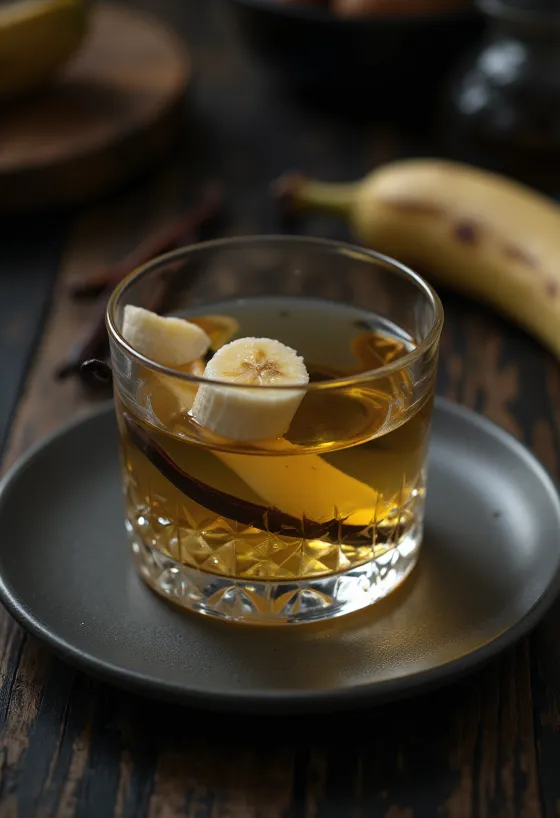 Bananenlikeur geserveerd in een fles