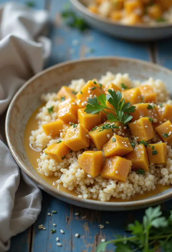 Pompoen-quinoacurry met tahin