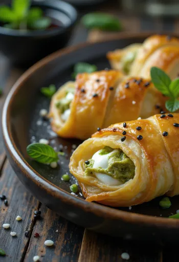 Burek met wasabi geserveerd