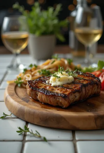 Gegrilde kangoeroefilet geserveerd met geroosterde groenten