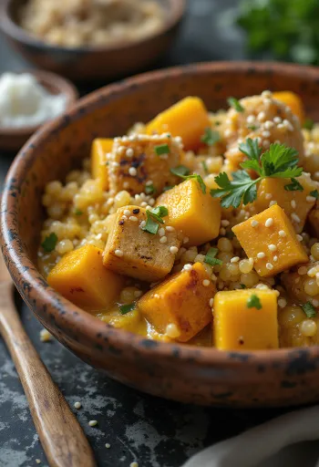Pompoen-quinoacurry met tofu
